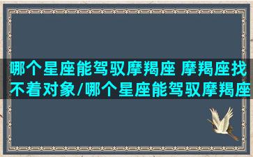 哪个星座能驾驭摩羯座 摩羯座找不着对象/哪个星座能驾驭摩羯座 摩羯座找不着对象-我的网站